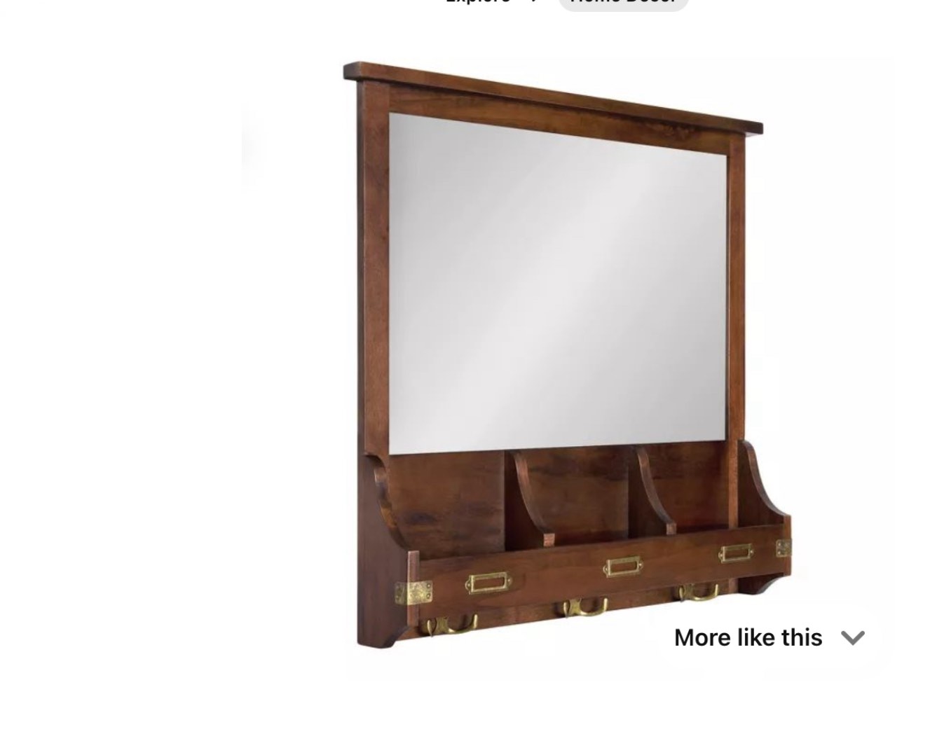 24" x 24" Stallard Wood Wall Mirror with Hooks Walnut Brown - Kate and Laurel: Rustic Organizer, Keychain Holder, Mail Storage