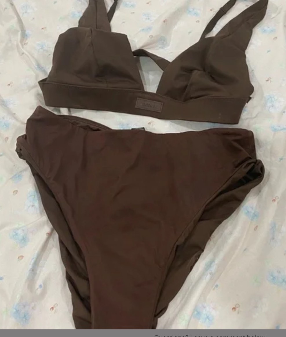 SKIMS Brown Bikini Top and High-waisted bottoms 