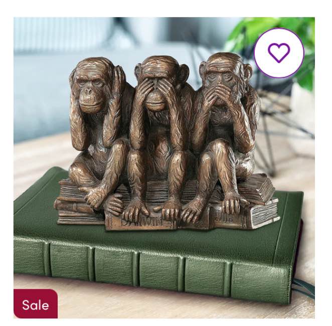 Carraway Hear, See, Speak No Evil Monkey Trio Figurine