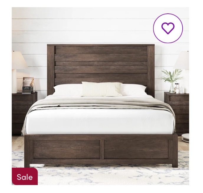 Louby Farmhouse Bed Frame With 49" Fluted Headboard, Platform Bed With Natural Wood Grain, No Box Spring Needed/Noise Free( incomplete box B)