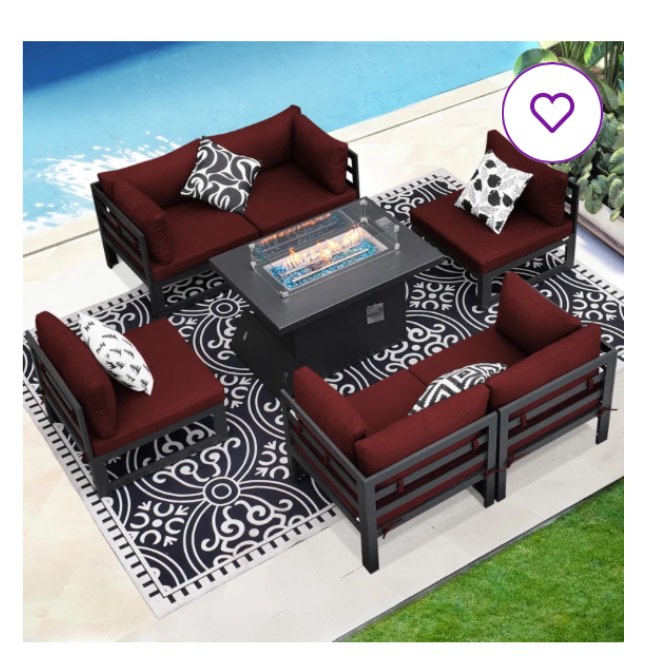 Gillet 7 Piece Patio Outdoor Aluminum Furniture ( incomplete cushions covers only)