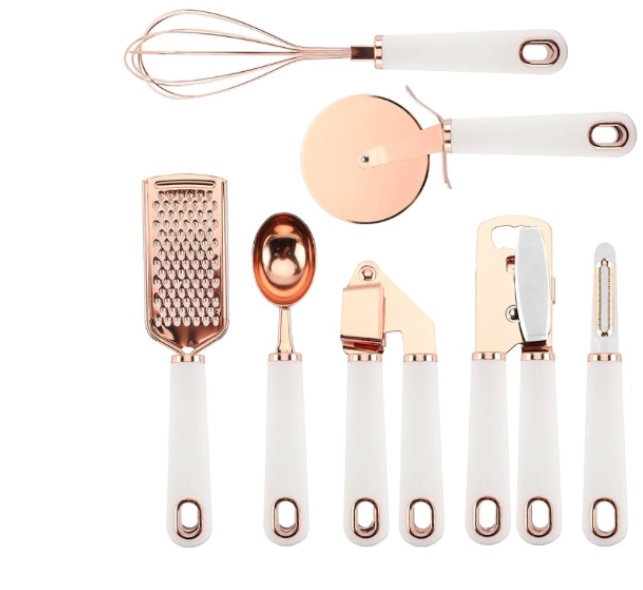 7 Pc Kitchen Gadget Set Copper Coated Stainless Steel Utensils(incomplete, 3 pieces only)