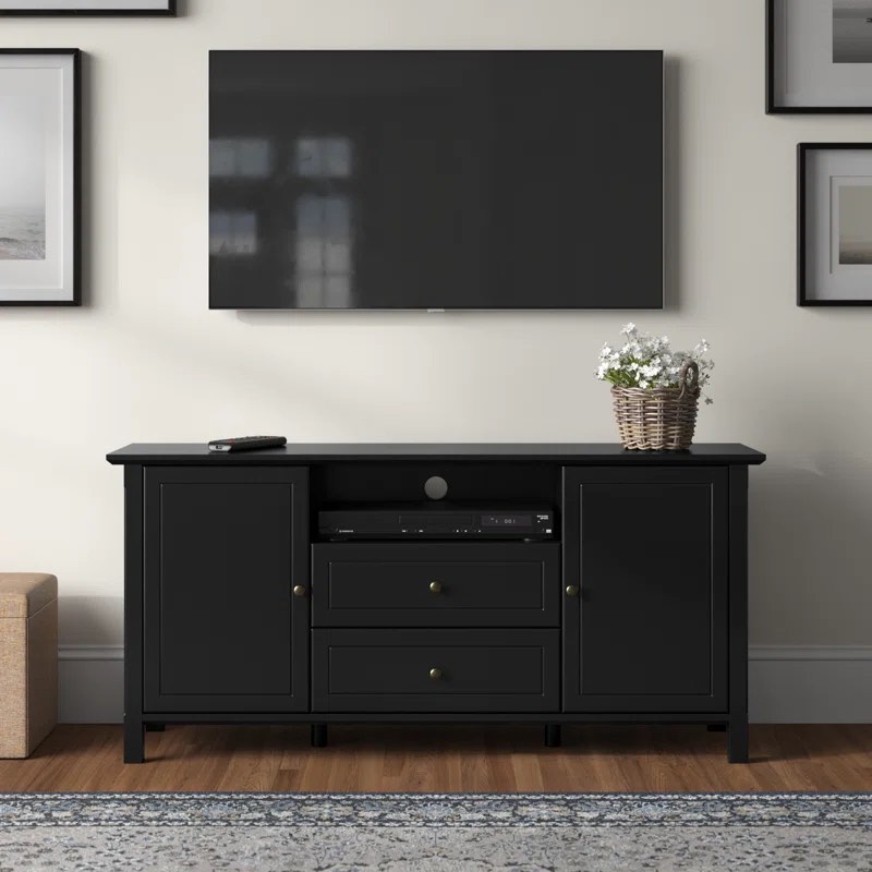 Anosh 58'' TV Stand for 65'' TV, Black Media Console with Drawers INCOMPLETE BOX 2/2