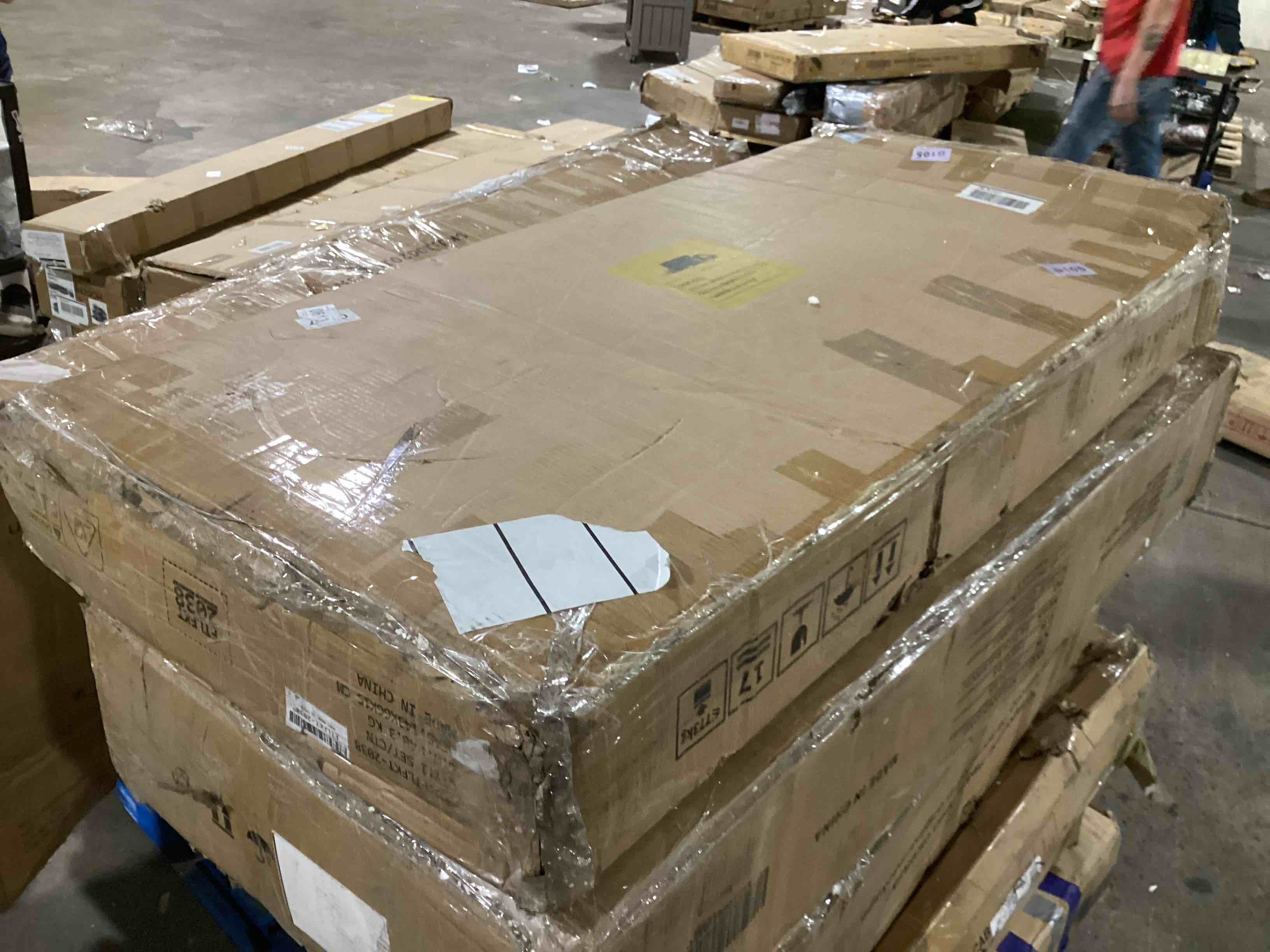 Large Rolling Mobile Center Kitchen Island With Stainless Steel Counter