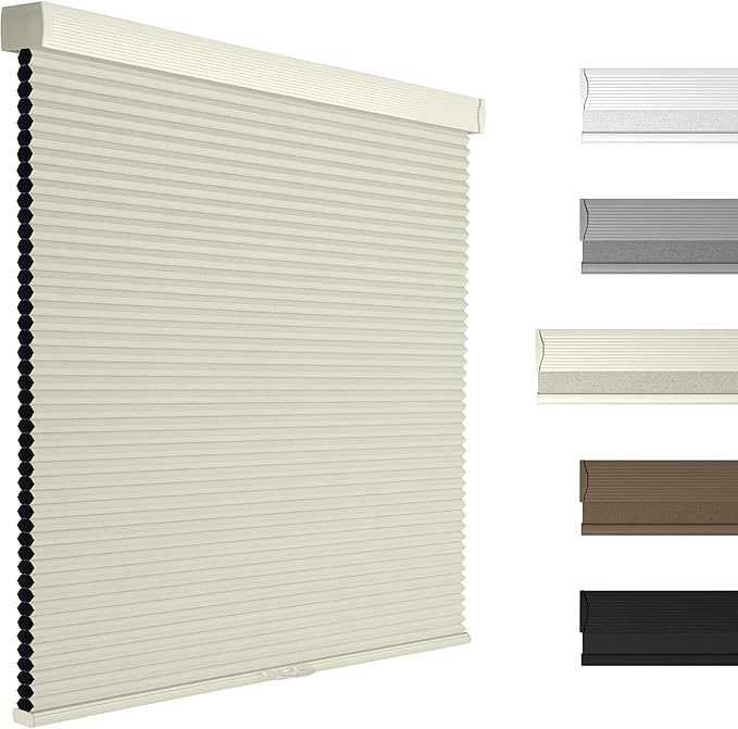 Boolegon Light Filtering Cellular Shades Cordless Pull Down Cellular Blinds Thermal Insulated Honeycomb Blinds for Windows, Beige