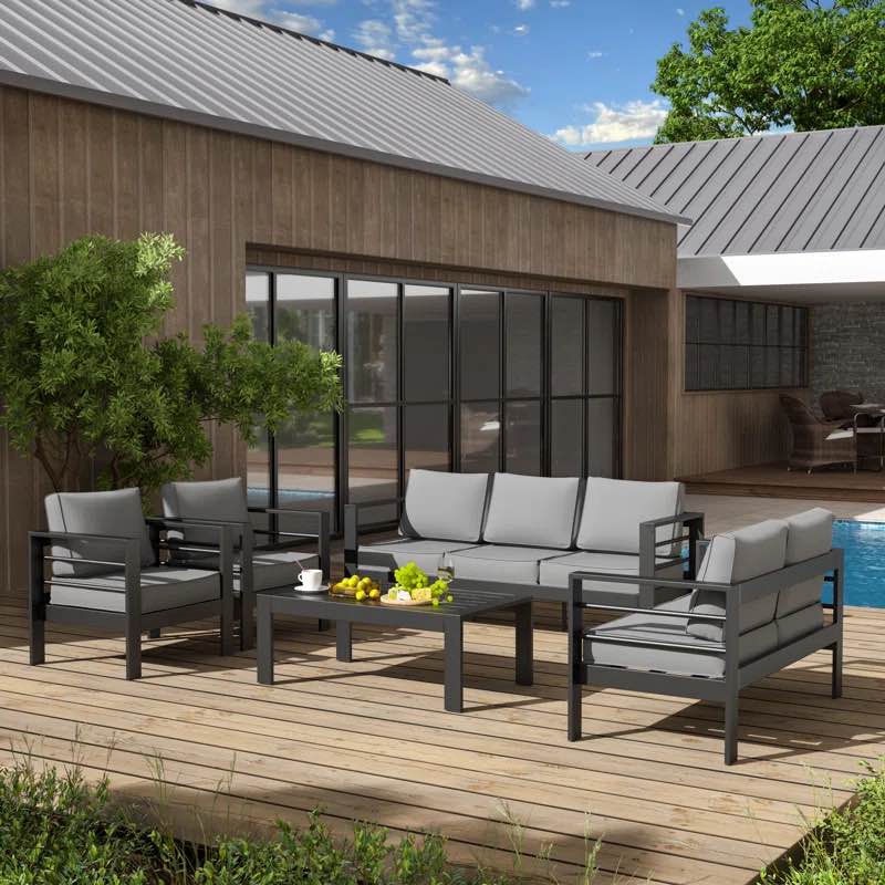 Gloretta 7 - Person Outdoor Seating Group with Cushions ( olny table) 