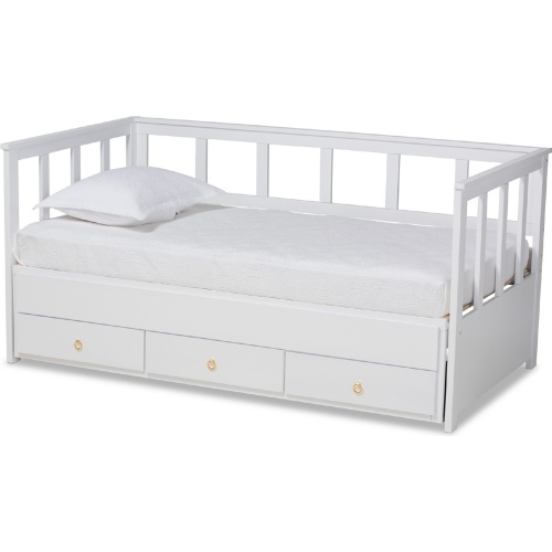 Kendra Expandable Twin to King Storage Daybed in White Finish by Baxton Studio ( incomplete box 2 of 3 ) 