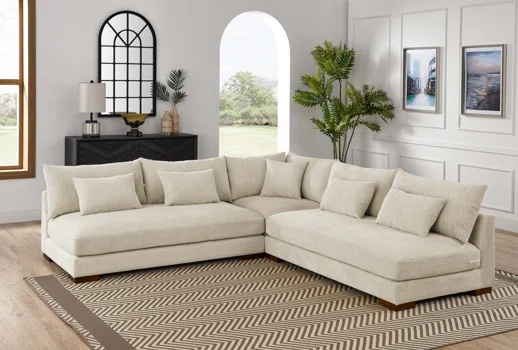Caileigh 3 - Piece Corduroy Sectional ( incomplete box one piece)