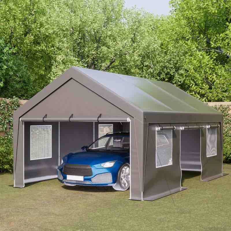 13 Ft. W x 20 Ft. D Garage Heavy Duty Carport Portable Garage Storage Shed Canopy ( incomplete only one box) 