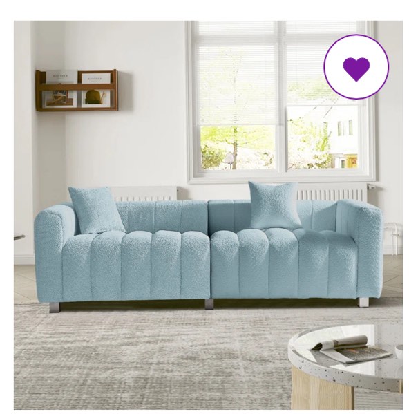 Gieze 87.4" Mid-Century Sofa Couch, 3 Seater Sofa with Two Pillows ( incomplete sofa ) 