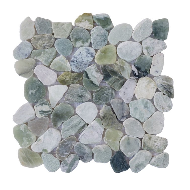 Ocean Green Hawaii 12" x 12" Natural Stone Pebbles Mosaic Wall & Floor Tile