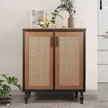 Oakrain Buffet Cabinet with Storage, Sideboard Buffet Cabinet, Rattan Storage Cabinet, Entryway Cabinet, Kitchen Storage Cabinet, 28.7X 13.58X 32 in, color wood ( similar to the photo)