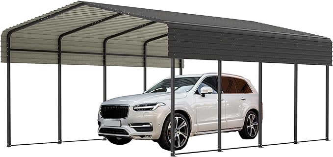 Car Port, 13x20 FT Metal Carport, Heavy Duty Carport Canopy, Metal Garage Car Tent, Outdoor Car Shelter Shade with Galvanized Steel Roof, Frame, for Car, Truck, Pickup, SUV, Tractor, and Boat( incomplete box 3/4) 