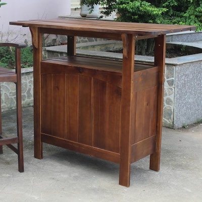 International Caravan Highland Rustic Brown Shorea Wood Patio Bar