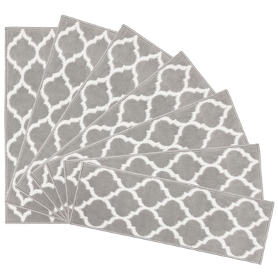MSRUGS Trellis Olefin/Polypropylene Gray Indoor Trellis Mid-century Modern Stair Tread 7 pack 
