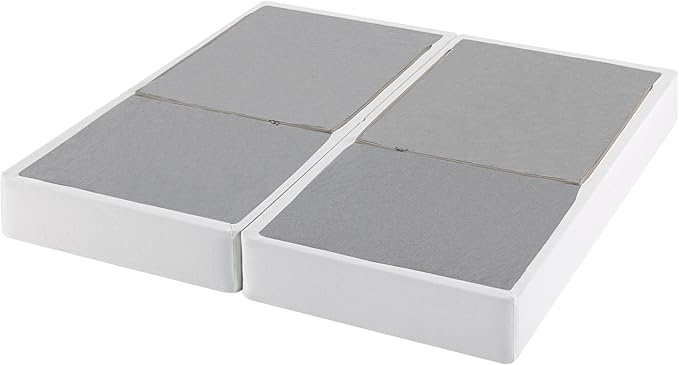 Zinus No Assembly Box Spring 9 Inch White Mattress Foundation, Sturdy Metal Structure, Split King
