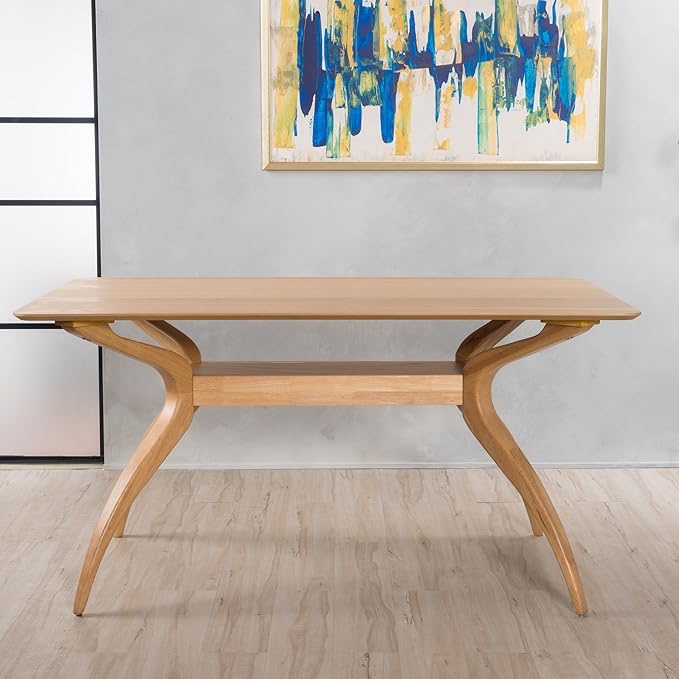 Salli Wood Dining Table, Natural Oak Finish