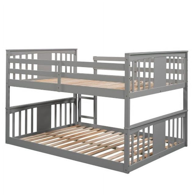 Full Over Full Bunk Bed with Ladder, Gray ( incomplete box 1/2)