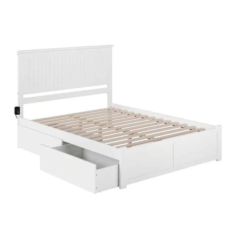 White Kindig Solid Wood Storage Platform Bed(incomplete only Nantucket headboard footboard) 