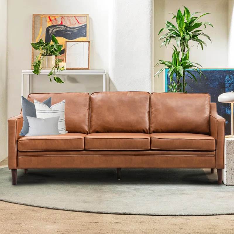 Jannae 80" Vegan Leather Upholstered Square Arm Sofa (Incomplete) 