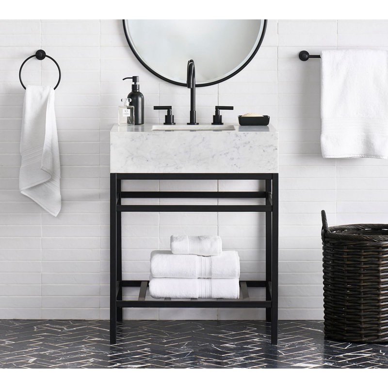 Kliti 26'' Single Bathroom Vanity with Carrara Marble Top (Base Only ) 