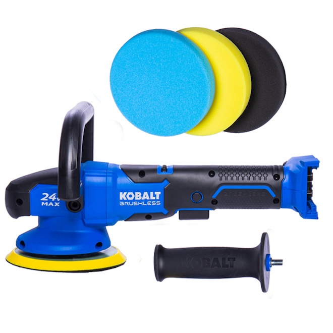 Kobalt 24-V Max Brushless Motor 6-in Polisher - 3 Pads Included - Black and Blue - Bare Tool without Battery KPO 124B-03