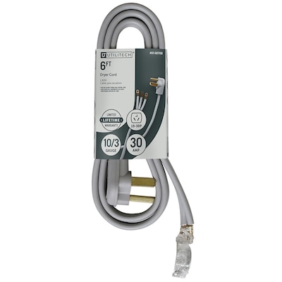 Utilitech 6-ft 3-Prong Gray Dryer Appliance Power Cord