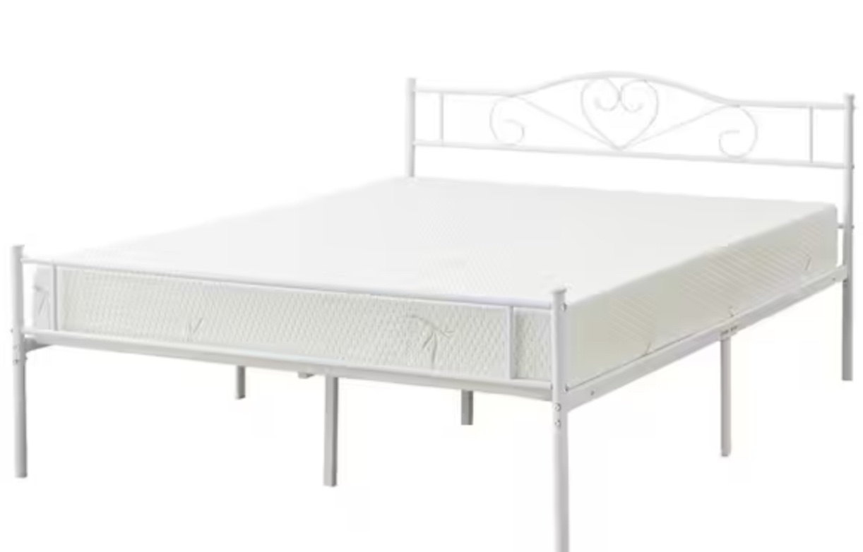Metal Full size Bed Frame with Headbord, No Box Spring Needed, 54in. W, Heavy Duty Steel Support for Teens Adults, Black