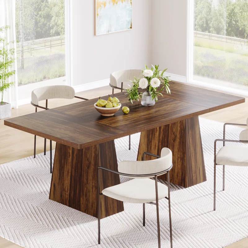 63" Dining Table, Farmhouse Wood Kitchen Table for 6 People
