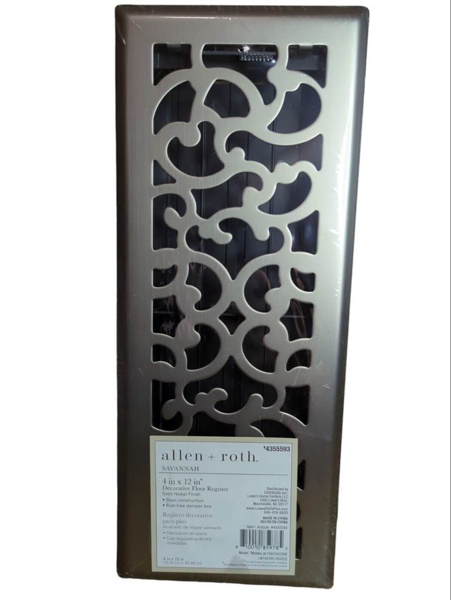 Allen + Roth Savannah Collection 6" x 10" Floor Register - Satin Nickel