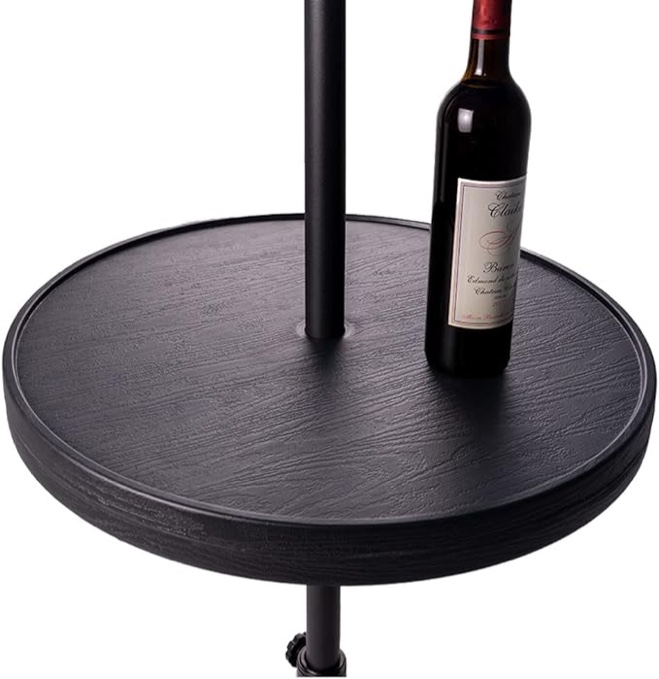 Sundale Outdoor Adjustable Umbrella Table, 23'' Portable Round Umbrella Table Tray for 1.5ft Umbrella Pole, Contains Fittings for Hanging Wine Glasses, for Beach Patio Poolside