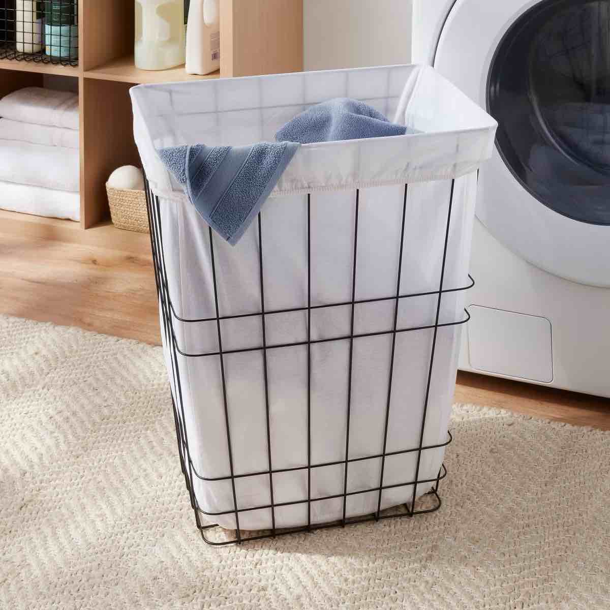 Wire Laundry Hamper with Liner - Brightroom?: Black Metal Clothes Sorter, 7000 Volume, No Assembly Needed
