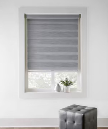 Origin 21 34-in x 64-in Gray Room Darkening Cordless Zebra Roller Shade