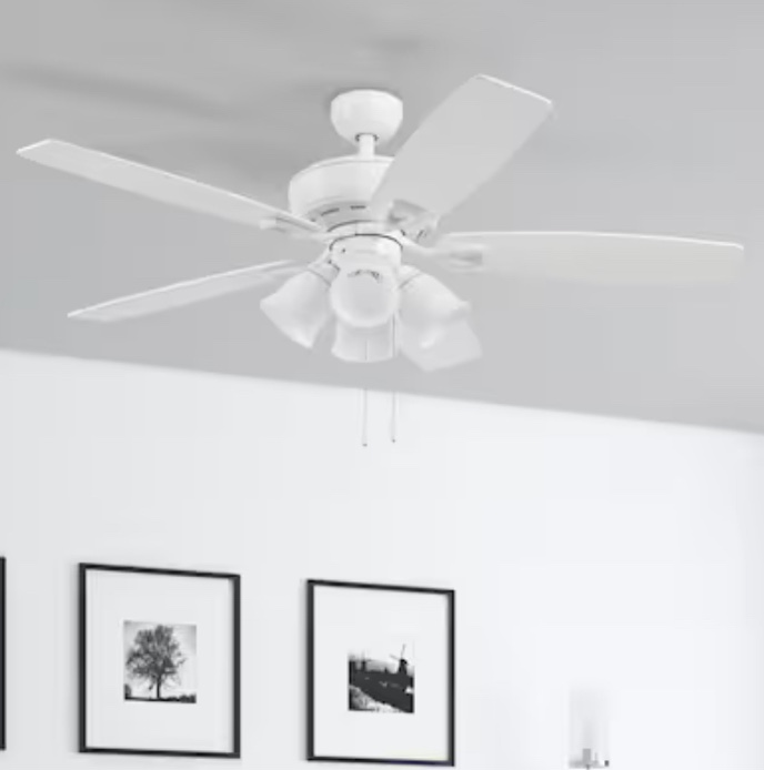  Harbor Breeze Notus 52-in White with White/Driftwood Blades LED Indoor Ceiling Fan