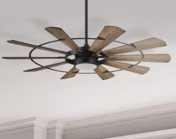 Harbor Breeze Henderson 60-in Matte Black LED Indoor Ceiling Fan with Light Remote (10-Blade)