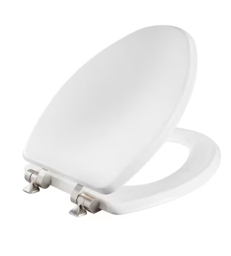Mayfair by Bemis Benton Wood White Elongated Soft Close Toilet Seat