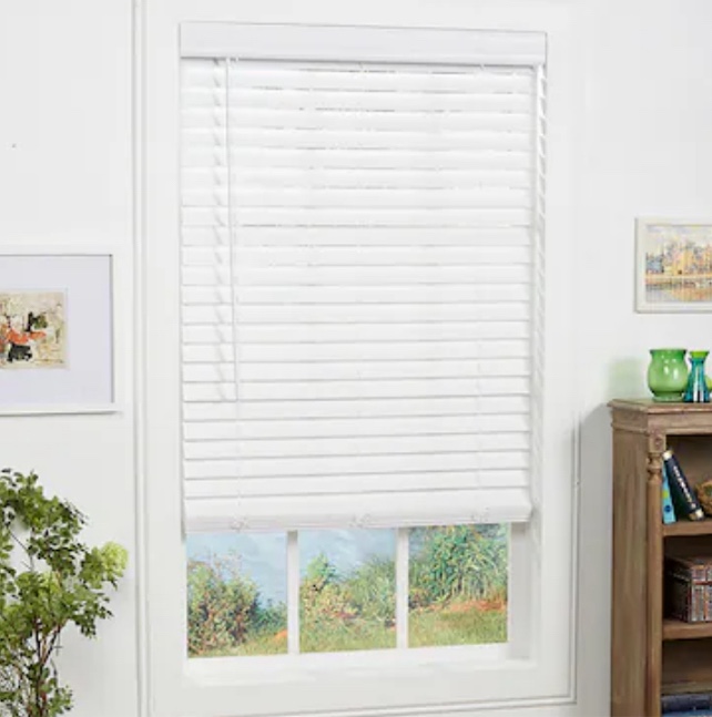 allen + roth Trim at Home 2-in Slat Width 29-in x 64-in Cordless White Faux Wood Room Darkening 