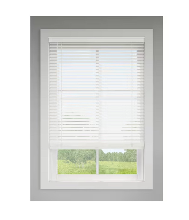 LEVOLOR Trim+Go 2-in Slat Width 34-in x 64-in Cordless White Faux Wood Room Darkening 