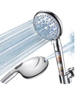 Ophanie 9-Setting Handheld Shower Head,High Pressure Shower Head with Filter,Silver