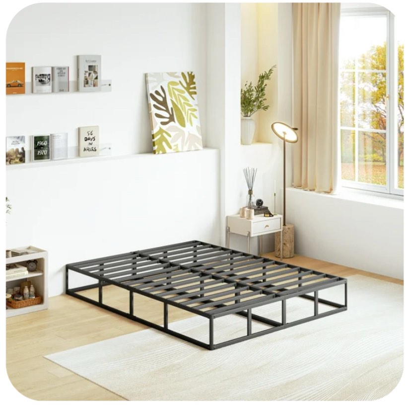 ULIESC 9 inch King Metal Box Spring, Sturdy Mattress Foundation, Fabric Cover Included, Easy Assembly