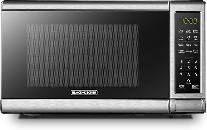 Black + Decker 0.7 Cubic Foot 700 Watt Stainless Steel Microwave with Turntable