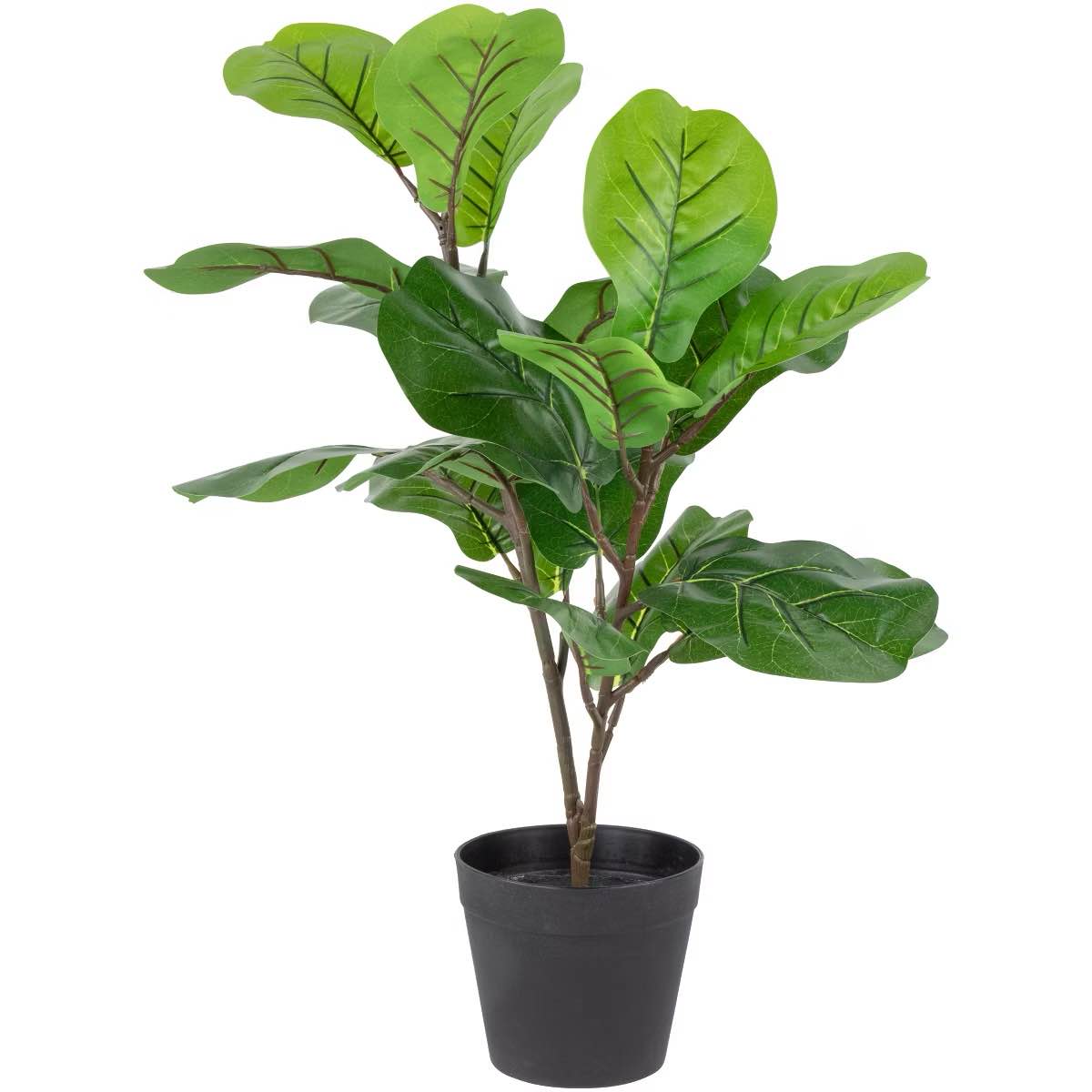 Dark Green Artificial Potted Fiddle-Leaf Fig Plant