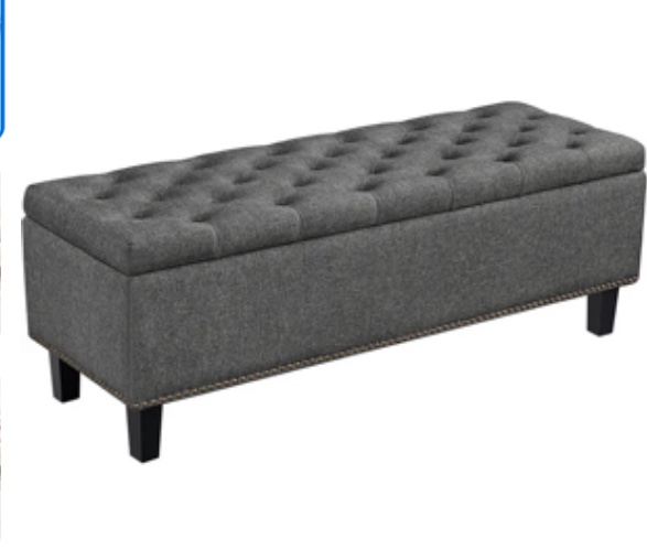 Alden Design 49in Modern Tufted Storage Bench for Entryway Bedroom, Dark Gray