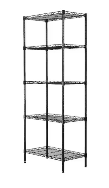 Black 5-Tier Heavy Duty Steel Freestanding Garage Storage Shelving Unit (21.3 in. W x 59 in. H x 11.42 in. D)