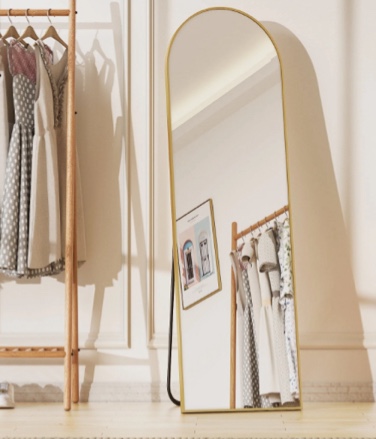 BEAUTYPEAK 59"x 16" Full Length Mirror Arched Standing Floor Mirror Full Body Mirror,Gold