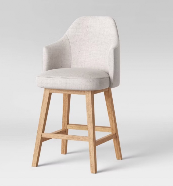 Kinston Swivel Curved Back Upholstered Counter Height Barstool Linen - Threshold™