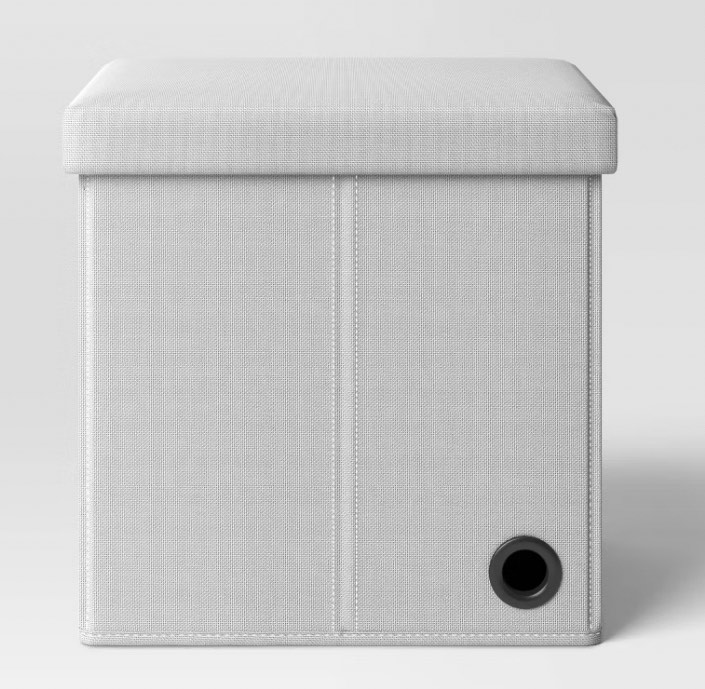 Collapsible Dorm Single Storage Ottoman Gray - Room Essentials™: Upholstered, 15" Square, Textured Fabric, Wood Frame