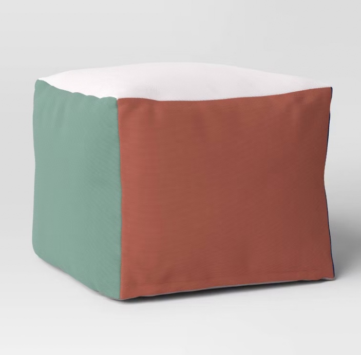 Colorful Block Dorm Pouf - Room Essentials™: Upholstered Square Ottoman, No Assembly, Spot Clean