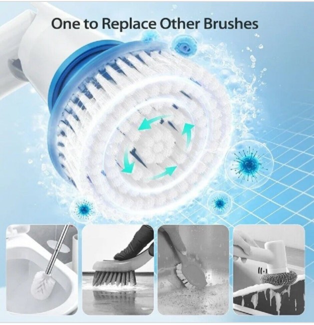InnOrca Electric Spin Scrubber 2024 New Cordless Power Cleaning Brush with 7 Replacement Brush Heads Shower Cleaning Brush with Extension Arm for Bat