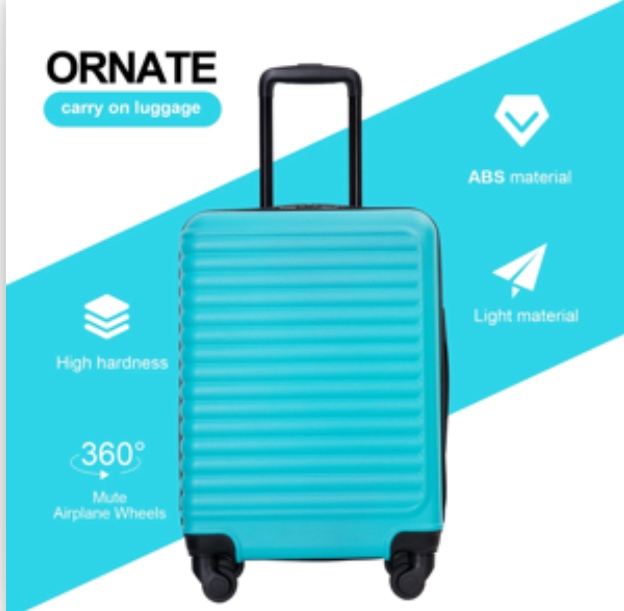 Hardshell Carry on Luggage 20" Lightweight Hardside Suitcase with Spinner Wheels.(Light Blue